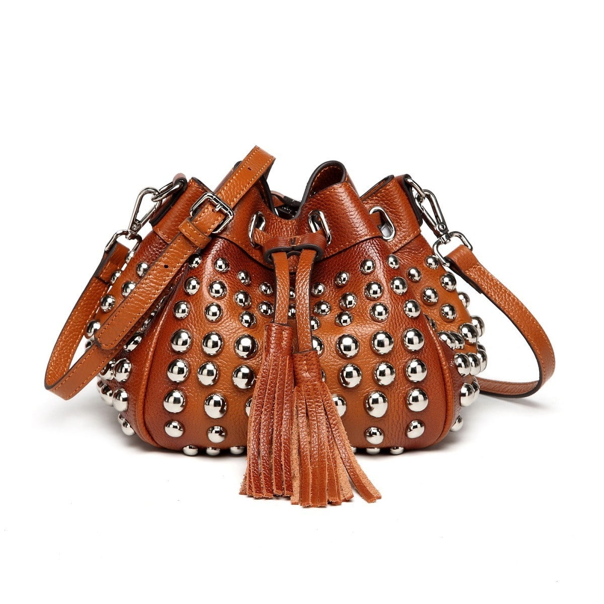 Studded Leather Bucket Bag