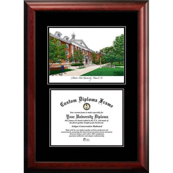Campus Images IL966D-108 10 x 8 in. Illinois State Diplomate Diploma Frame - Satin Mahogany