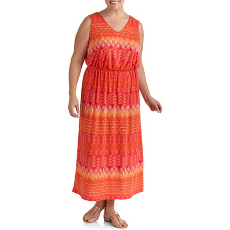 Faded Glory Women's Plus-Size Printed Maxi Dress - Walmart.com