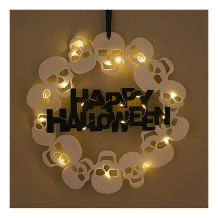 

Halloween Wrought Iron Ghost Face Battery Light Skull Holiday Decoration Lantern