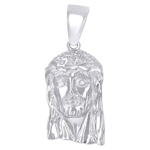 925 Sterling Silver Unisex Cubic-zirconia Jesus Religious Charm Pendant for Men Women