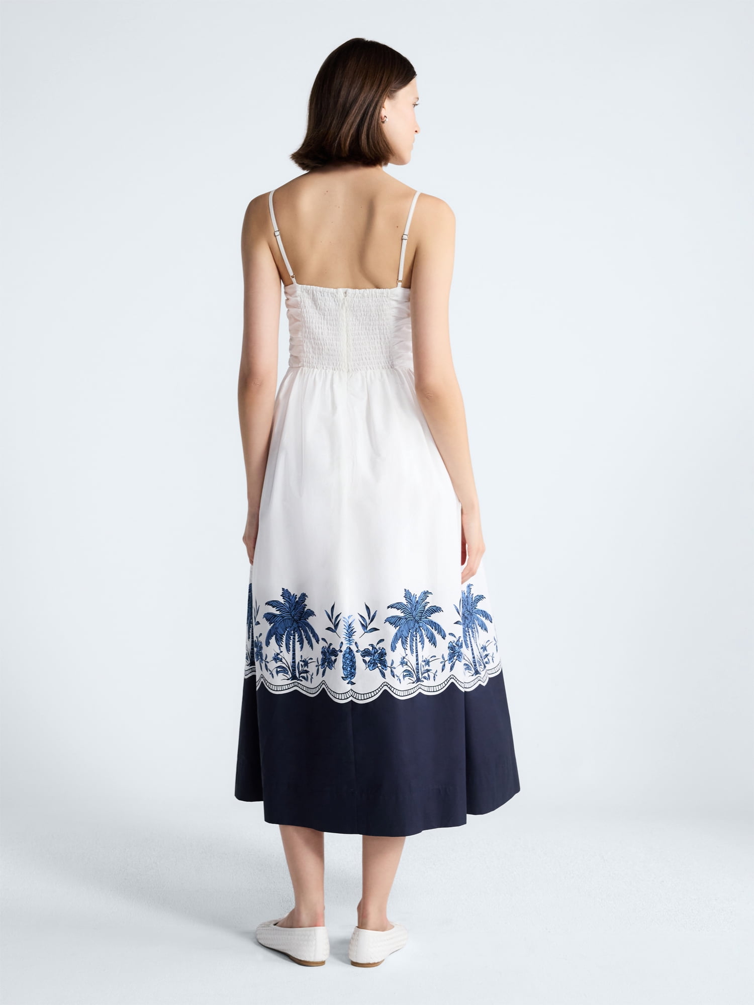 Free Assembly Women's and Women's Plus Sleeveless Ruched Cotton Midi Dress, Sizes XS-4X