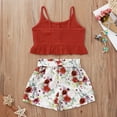 thumbnail image 4 of AURIGATE Newborn Infant Baby Girls Camisol Vest Ruffled Tops+Bowknot Floral Shorts Set Clearance, 4 of 5