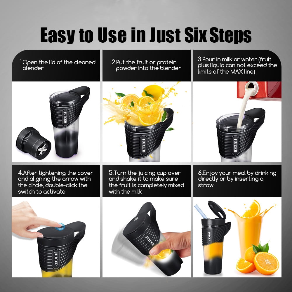 Paddsun Portable Blender, Blender for Shakes and Smoothies Rechargeable Personal Blender, Mini Blender with Ultra Sharp Four Blades Multifunctional Blender Bottle