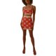 thumbnail image 1 of VISgogo - Conjunto de 2 piezas de punto para mujer, color de contraste/estampado floral, camisetas sin mangas con cuello halter y minifaldas VISgogo  moda, 1 of 9