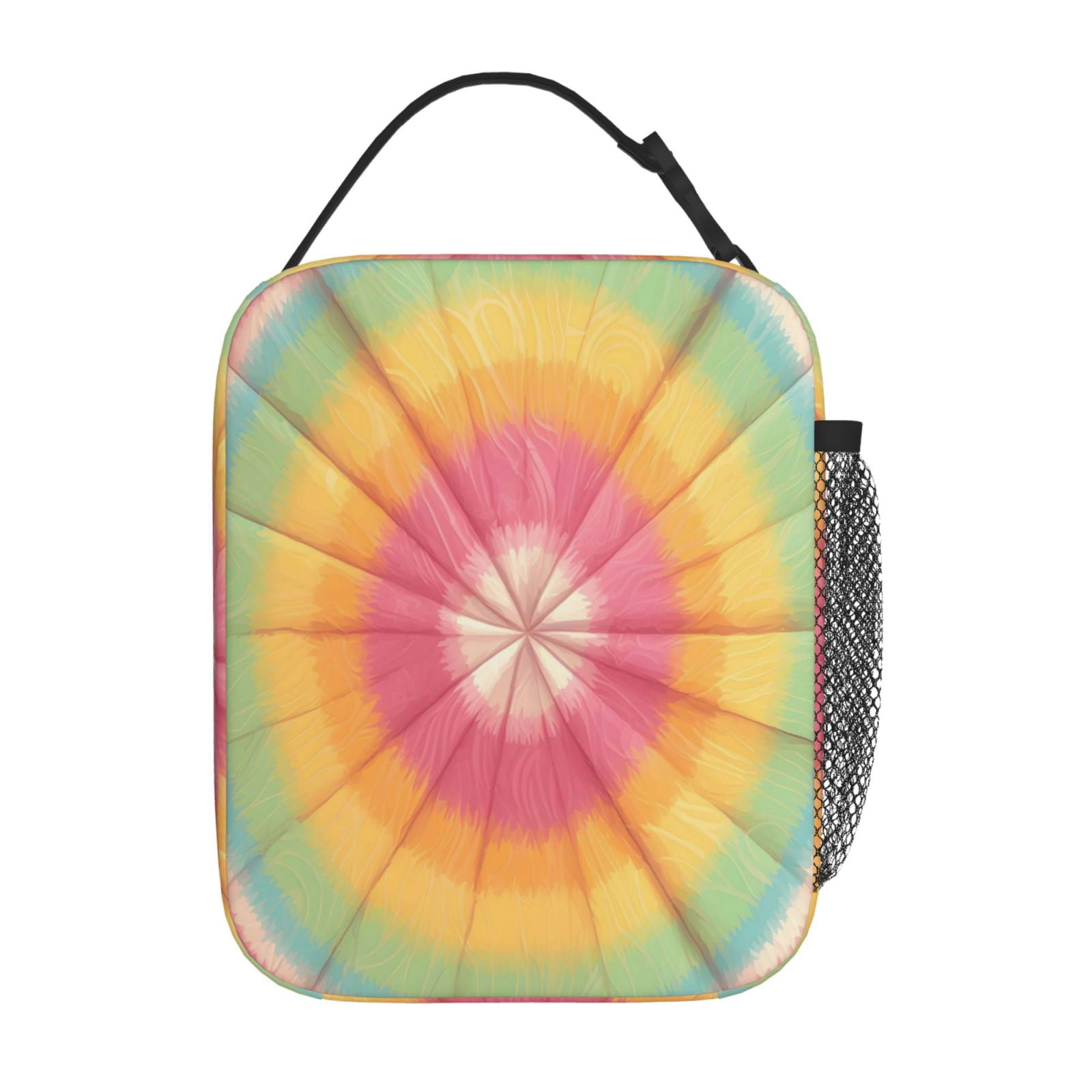 Lunch Bag For Women Men Insulated Portable Lunch Box Bento Box Office Picnic Travel Cooler Bag Tie-Dye Pattern Bright Colors (2)