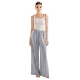 thumbnail image 2 of SWQZVT Women's Linen Wide Leg Pants High Waisted Palazzo Lounge Pants Drawstring Elastic Waist Casual Summer Beach Vacation Pants with Pockets, 2 of 6