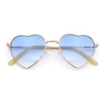 thumbnail image 2 of Iconic Cute Womens Heart Shape Simple Metal Rim Lolita Sunglasses Gold - Blue, 2 of 8