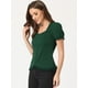 thumbnail image 4 of Camisa victoriana para mujer con cuello en forma de corazón y manga corta con cordones y blusa gótica Verde Oscuro M, 4 of 5