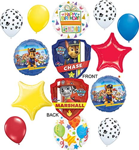 Paw Patrol Party Supplies Pups Chase Marshall Badge Birthday Balloon Bouquet Decorations