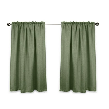 Aiking Home Rod Pocket Faux Linen Textured Semi Sheer 36 Inch Cafe