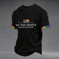 thumbnail image 2 of Men's We The People Means Everyone Polo Shirt with Rainbow Fist Graphic and Colorful Collar Trim Featuring Short Sleeves Black L, 2 of 5