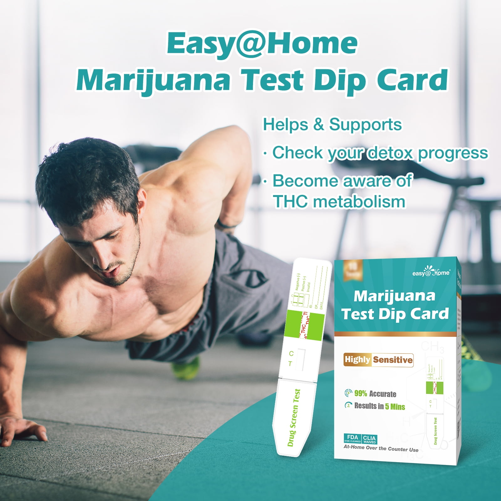 5 Pack Easy@Home Marijuana (THC) Single Panel Drug Tests Kit - Value Pack  THC Screen Urine Drug Test Kit - #EDTH-114