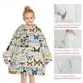thumbnail image 6 of Butterfly Text Pattern Blanket Hoodies for Kids 6-13YR Oversize Wearable Blanket Hoodies for Boys Girls Teens, 6 of 7