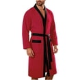thumbnail image 5 of SHTXOZHI Adjustable Tie Belt Bathrobe for Men Color Blocked Robe Long Sleeve V-Neck Sleepwear Loose Long Pajama, 5 of 8
