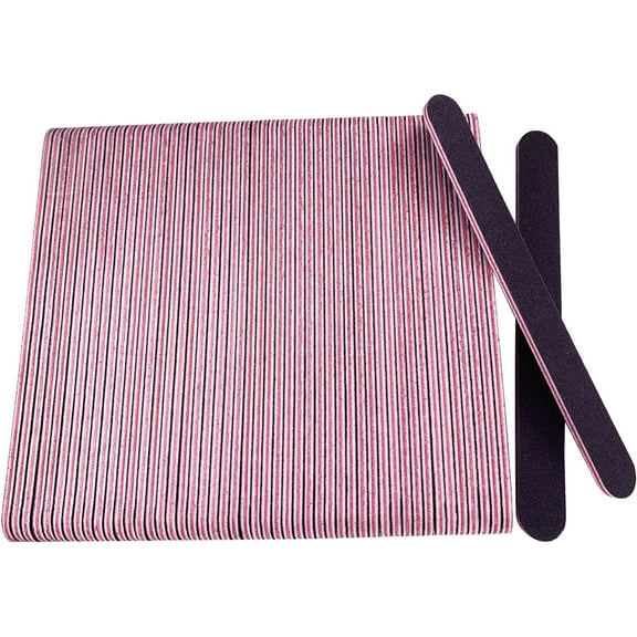 Nail File (50 Pcs), Emery Board Nail Files for Acrylic Nails and Natural Nails, Double Sided 100/180 Grit Fingernail Files, Reusable Washable Emery Boards Manicure Pedicure Tool Black