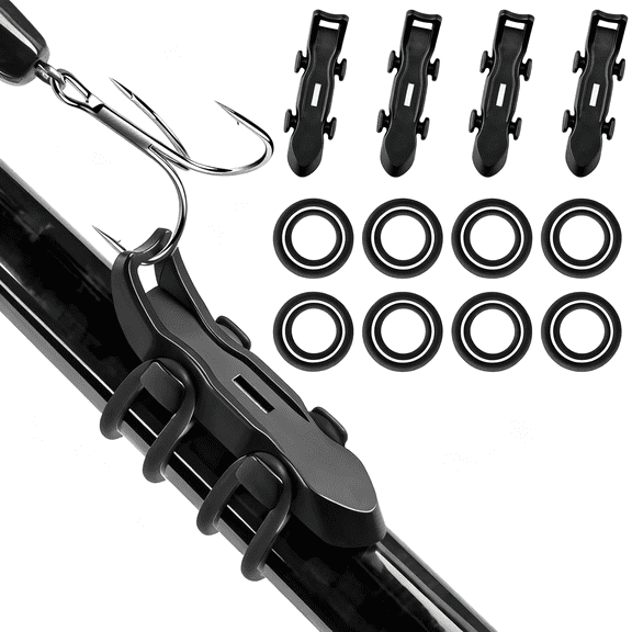 BESTSKY Hook Keeper for Fishing Rod,[4Pcs] Magnetic Fishing Hook Keeper Fishing Bait Holder with 2 Sizes Rubber Rings,Fishing Hook Holder Quick Installation