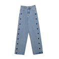 thumbnail image 5 of Mepaouo Womens High Waisted Jeans Straight Leg Stretch Boyfriend Bootcut Casual Denim Pants(Blue,2XL), 5 of 5