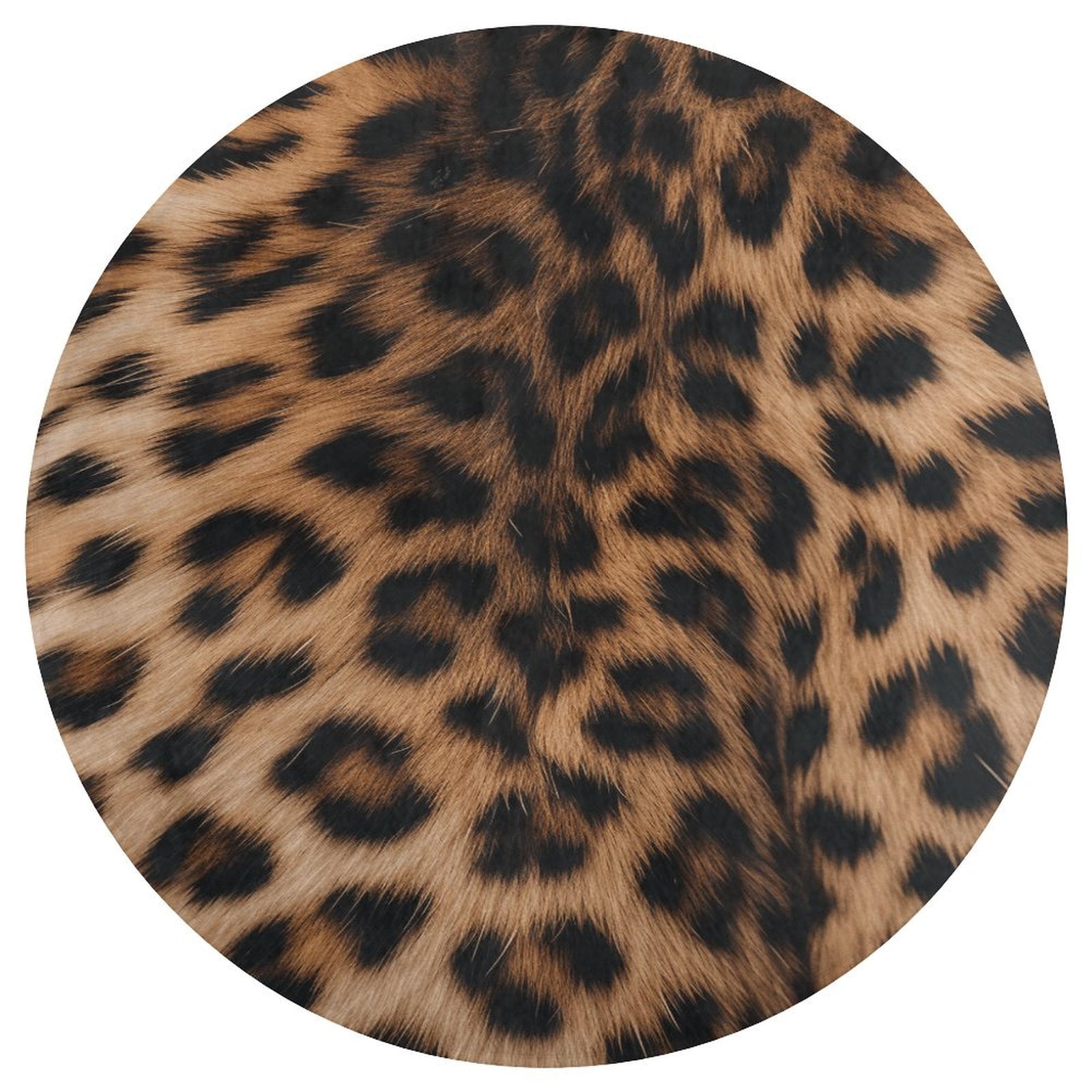Leopard Print Pattern Floral Medallion Round Rug - Small Round Area Rug, Soft Non-Slip Machine Washable Bedroom Mat Indoor Accent Entry Carpet for Office Desk Dorm Hallway