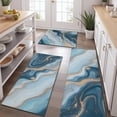 thumbnail image 2 of Blue Marble Gold Wave Pattern Kitchen Rugs Sets Of 3,Kitchen Runner Rugs Non Skid Washable,Decorative Kitchen Floor Mats for Kitchen,Sink,Laundry,17"x30"+ 17"x47" + 17"x59", 2 of 6
