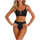 thumbnail image 2 of Conjunto de Bikini de Cintura Alta para las Mujeres de Corte Alto Correa sin Espalda Color Bloque Fuera Del Hombro Traje de Baño, 2 of 6
