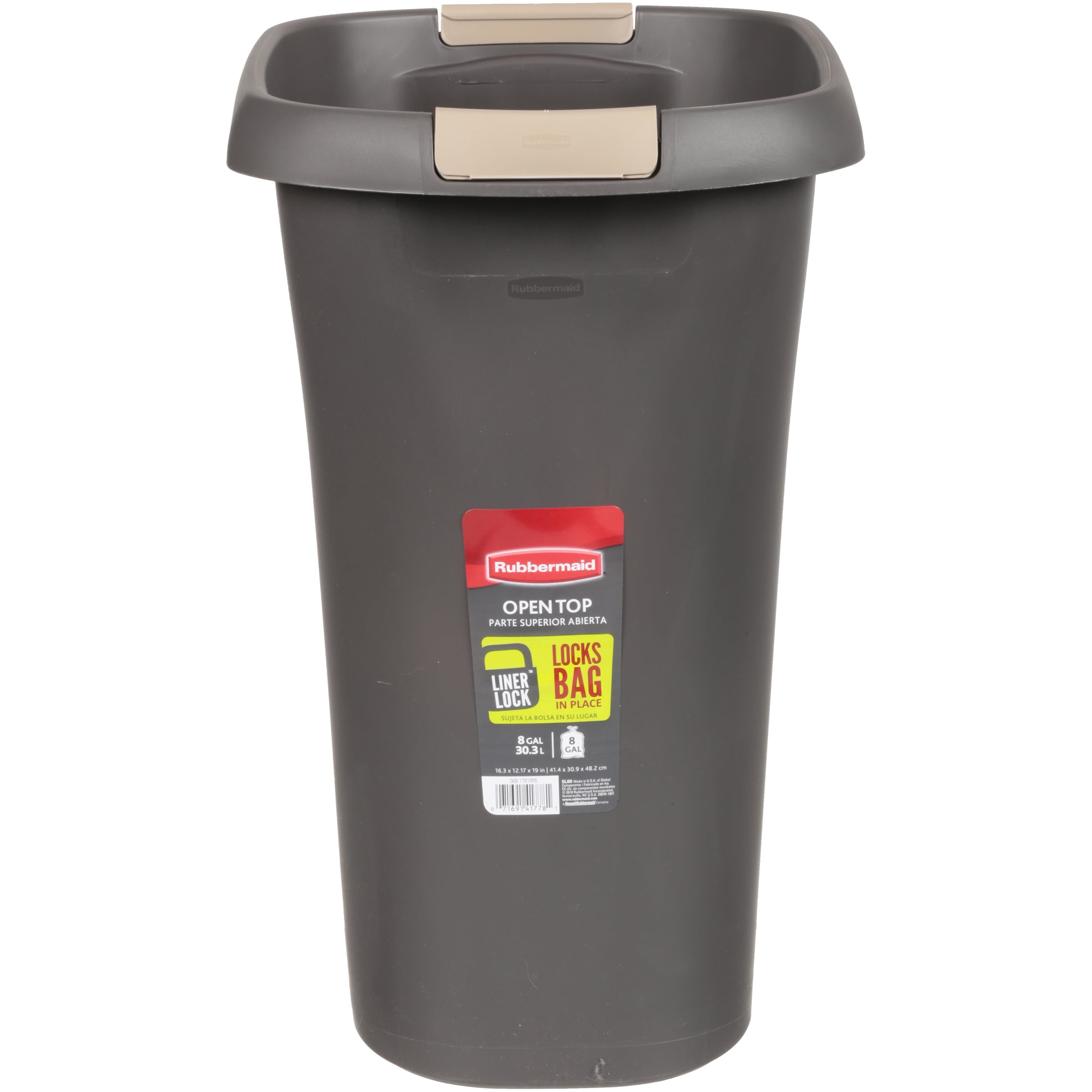 Rubbermaid 1835854 8 Gallon Plastic Home/office Bedroom Bathroom Waste  Basket Trash Can Or Recycling Bin With Liner Lock, Black : Target