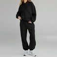 thumbnail image 4 of WTOBBY Women's Casual Hooded Sweatshirt and Wide Leg Pants Tracksuit Set, Comfortable Loose Fit Athletic Wear Two Piece Outfit for Sporty Style,Black 2XL, 4 of 5