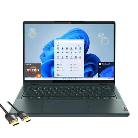 Lenovo Yoga 6 Touch 2-in-1 Laptop, 13.3" WUXGA Display, AMD Ryzen 5 7530U (Beat i7-11600H), 8GB RAM, 1TB PCIe SSD, Backlit KB, FP Reader, WiFi6, USB-C, HDMI, Mytrix HDMI Cable, Win 11 Pro, Dark Teal