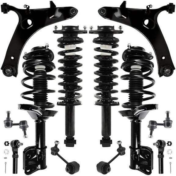 Detroit Axle - 12pc Suspension Kit for 2009-2013 Subaru Forester [Naturally Aspirated] 2 Lower Control Arms w/Ball Joint 2 Outer Tie Rods Front Rear 4Struts w/Coil Spring 4 Sway Bars
