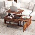 thumbnail image 6 of Costway Lift Top Coffee Table with Storage Hidden Compartment Cabinet & Open Shelf Brown, 6 of 11