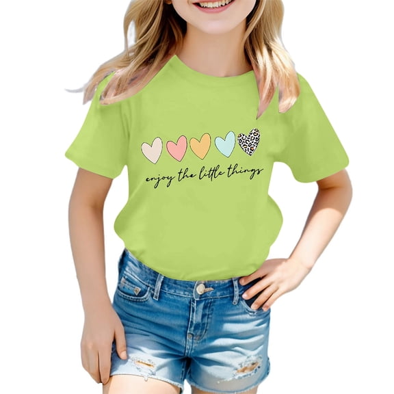 gcong Size 10 Girls Clothes Girls' Tees Short Sleeve Crew Neck, Girls Graphic Tees Size 14-16 Teenage Girls Trendy Clothes
