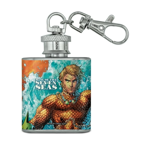 Aquaman King of the Sea Stainless Steel 1oz Mini Flask Key Chain