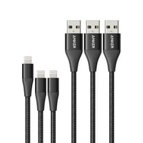 Anker Powerline  II Lightning Cable 3-Pack (3 ft, 3 ft, 6 ft), MFi Certified Cord (Black)