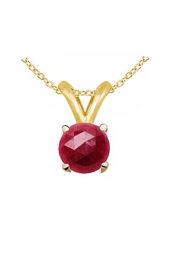0.80Ct Round Ruby Pendant in 14k Yellow Gold
