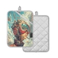 thumbnail image 2 of Two Pieces Of Square Heat Insulation Pad Oven Mitts 7x9.8 Inch Oven Microwave Kitchen Cooking Baking Cartoon Beautiful Beauty, 2 of 7