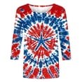 thumbnail image 4 of FAVIPT 4th of July Womens Shirts 3/4 Sleeve Crew Neck Tops American Flag Patriotic Print Blouses Casual Dressy Summer 2025 Tunic Tees Multicolor,XL, 4 of 5