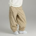 thumbnail image 3 of ZenCart Men Pants with Multi Pockets Elastic Waist Ankle-banded Oversized Vintage Cargo Pants Solid Color Streetwear Slacks for Outdoor Hiking Camping, 3 of 8