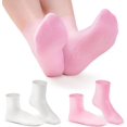 thumbnail image 6 of Aphlos Long Silicone Socks 2 Pairs, Moisturizing Socks, Soft Gel Socks for Dry Cracked Feet Women, Comfortable for Overnight Use & Spa Recovery (Pink & White), 6 of 9