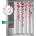 thumbnail image 3 of Waterproof Shower Curtain, Pink Ombre Botanical Polyester Fabric Bathroom Curtains with 12 Hooks, 72" W x 96" H, Watercolor Country Pastoral Leaf Quick-Drying Bathtub Curtain, 3 of 6