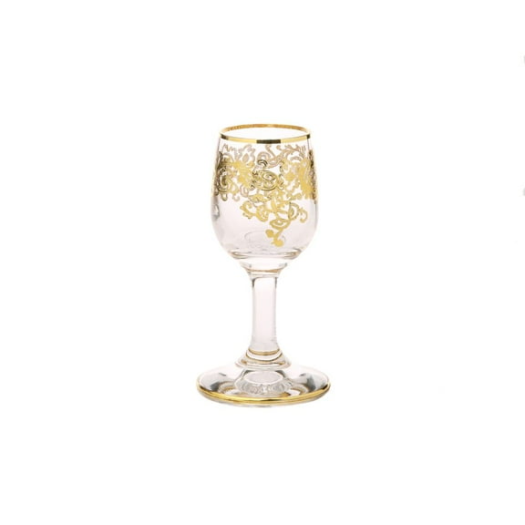 Classic Touch Decor Set of 6 Liqueur Glasses 24K Rich Gold Design, 4"