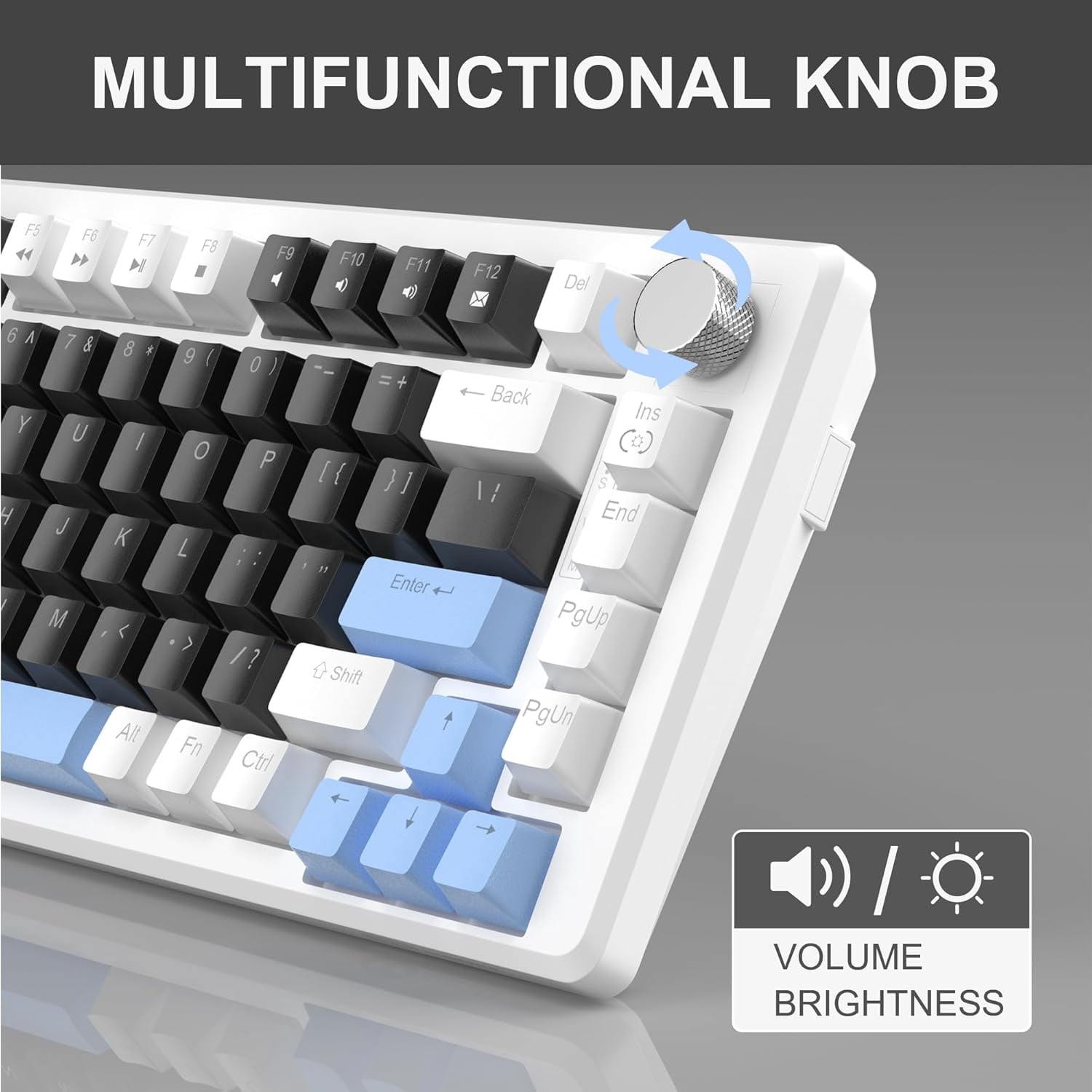 MageGee 75% Mechanical Gaming Keyboard, Red Switches, EVA Foam, Knob Control, STAR75 Portable NKRO
