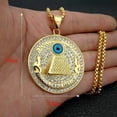 thumbnail image 4 of K-KED Mens Egyptian Rap Hip Hop Pyramid Eye of Providence Pendant Necklace-Silver, 4 of 6