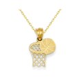 thumbnail image 1 of 14K Yellow Gold Basketball & Hoop Pendant Necklace with Chain, 1 of 3