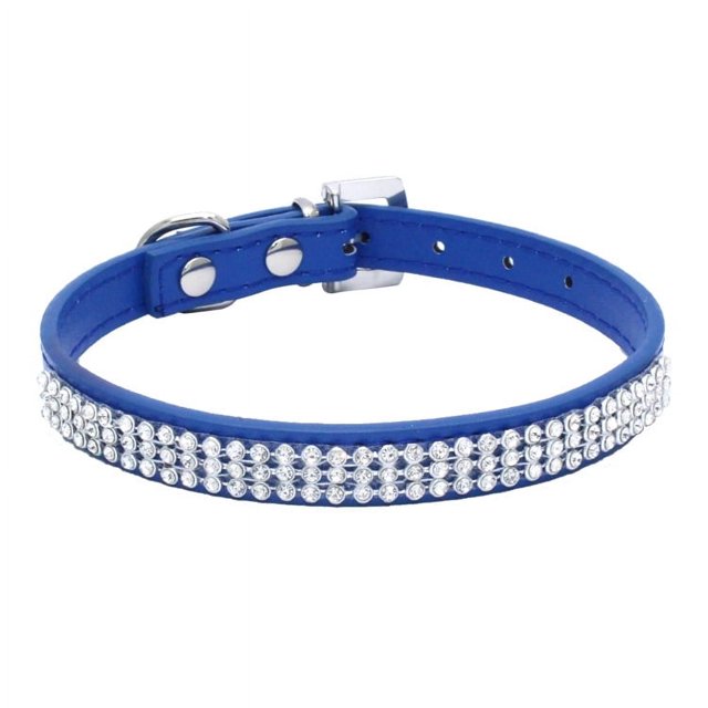 Collar para mascotas con brillantes diamantes de imitación, collar plano de malla con diamantes, cadena de PU para perros, suministros para mascotas con forma de baya