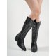 thumbnail image 5 of Women's Vintage Embroidery Detail Chunky Heel Western Boots, Black Over The Knee Velvet Winter Outdoor Warm Boots, 5 of 5