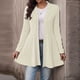 thumbnail image 2 of Blazer para mujer,Cárdigan de mezcla de lino para mujer, abrigo liso de manga larga, prenda informal y cómoda para primavera y otoño, sopatenor, 2 of 8