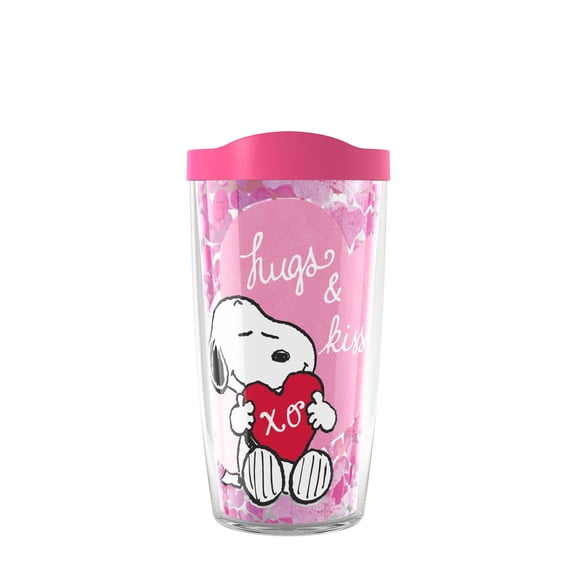 Tervis Peanuts - Snoopy Valentine's Day Hugs Made in USA Double Walled Insulated Tumbler Travel Cup Keeps Drinks Cold & Hot, 16oz, Classic