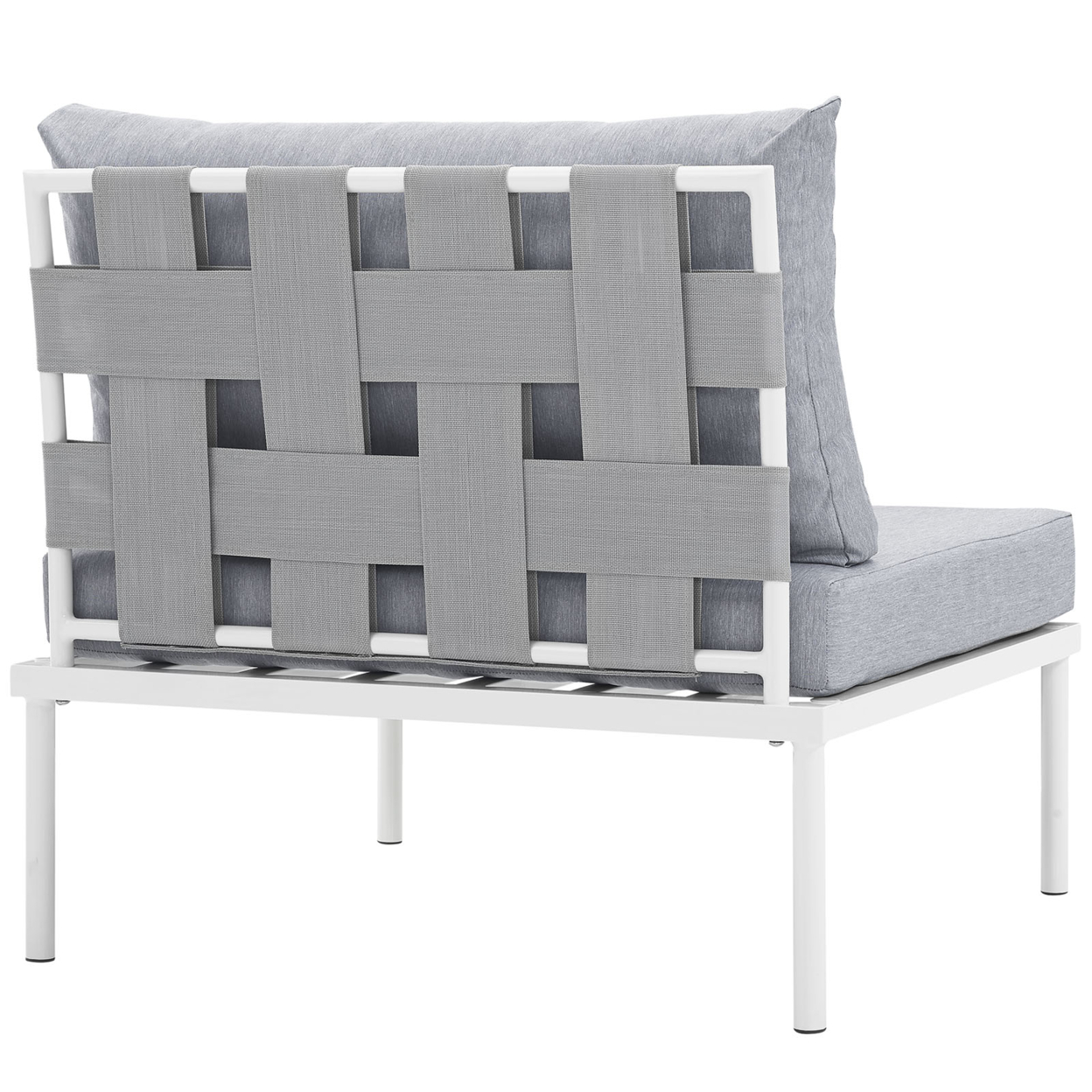 Harmony Armless Outdoor Patio Aluminum Chair White Gray - image 3 of 5