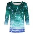 thumbnail image 4 of Lenago Womens Tops Christmas-Christmas Tree Print Fall Winter 2024 Fashion 3/4 Sleeve Round Neck Tshirt Pullover Top, Casual Comfort Fit Party Holiday Going Out Tops for Women TrendyS-2XL, 4 of 5