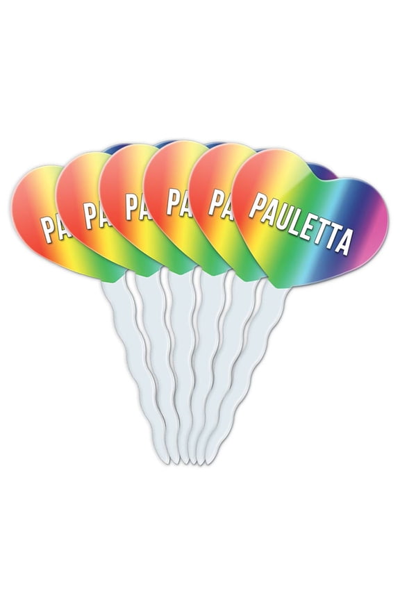 Pauletta Heart Love Cupcake Picks Toppers - Set of 6